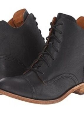 Kork-Ease "Yoni" Women's Black Leather Lace-Up Ankle Boots
